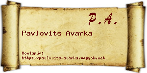 Pavlovits Avarka névjegykártya